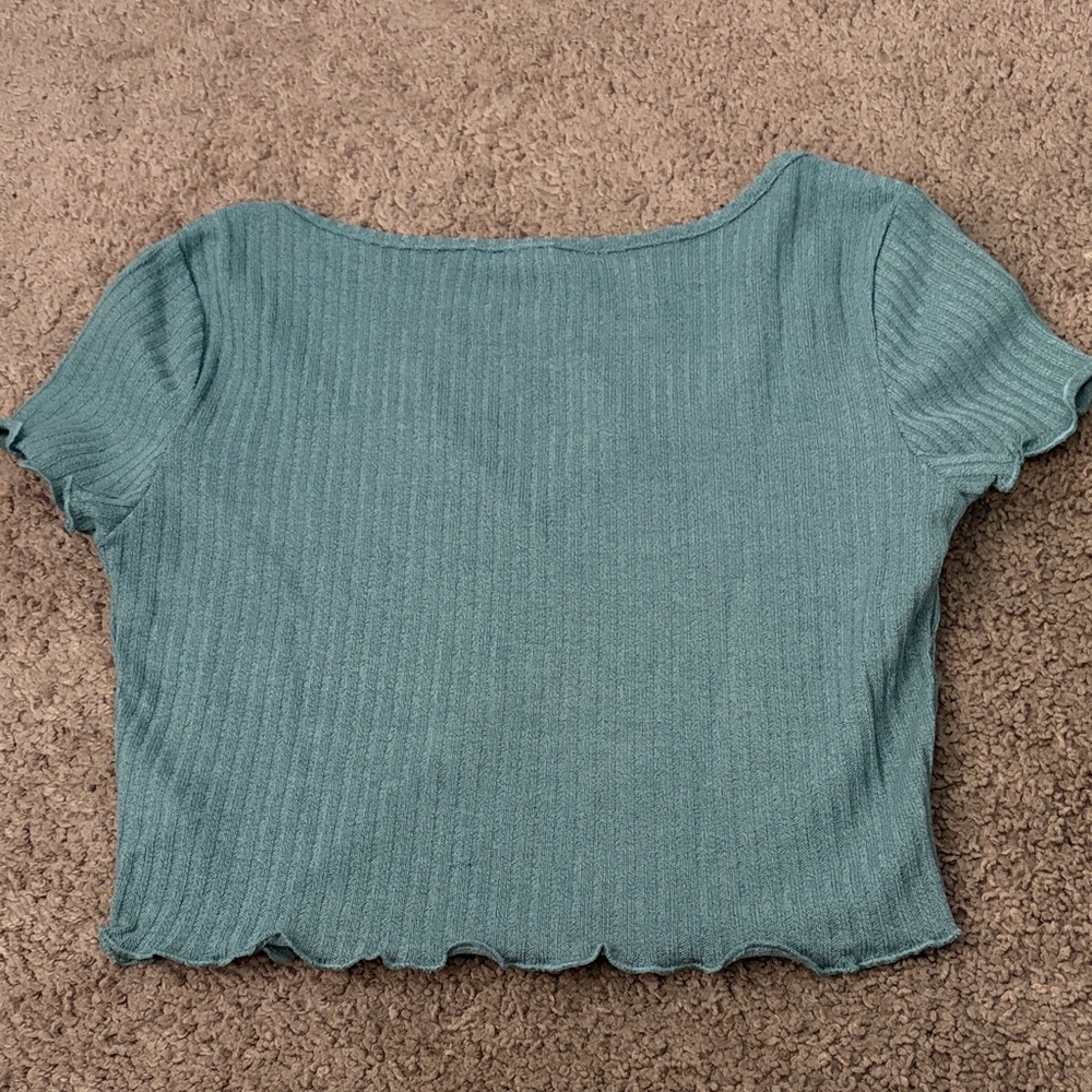 SHEIN Teal Ribbed Crop Top - Picture 3 of 3